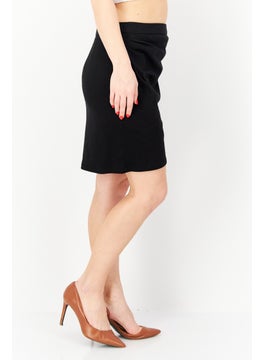 promod Women Plain Pull On Mini Skirt, Black  - Image 2