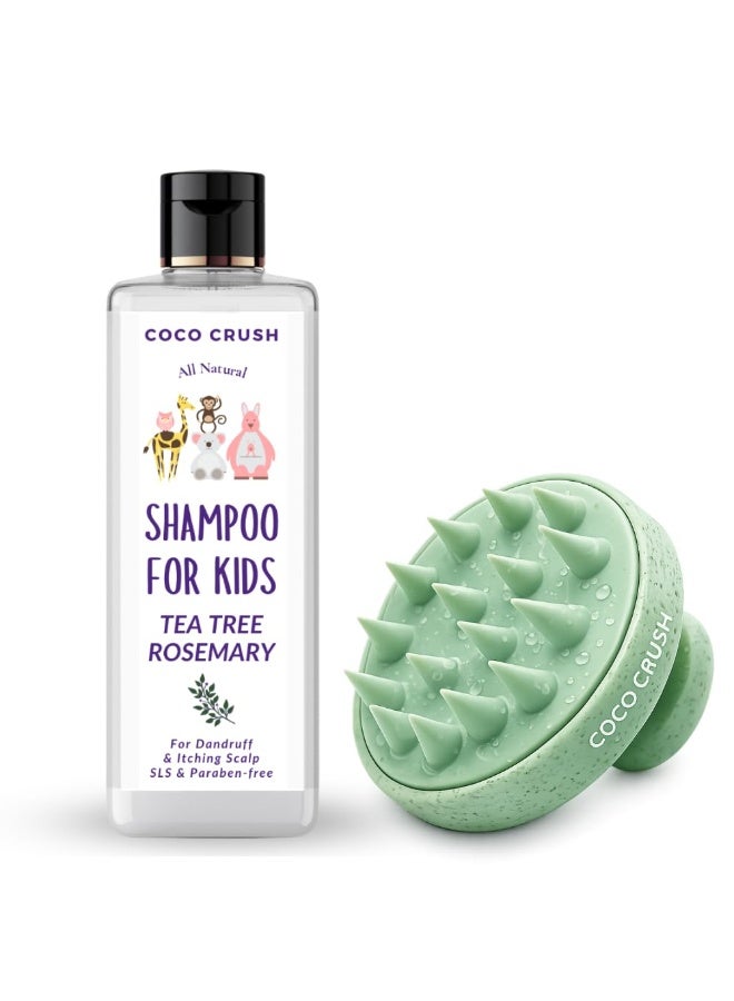 Coco Crush Kids Anti Dandruff Shampoo with Silicone Scalp Massager | Tea Tree Rosemary | Flake Control & Itch Relief | No SLS No Parabens | Safe for Children | 50ml - Image 1