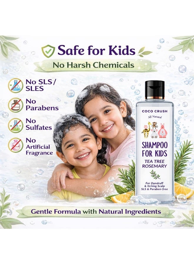 Coco Crush Kids Anti Dandruff Shampoo with Silicone Scalp Massager | Tea Tree Rosemary | Flake Control & Itch Relief | No SLS No Parabens | Safe for Children | 50ml - Image 2