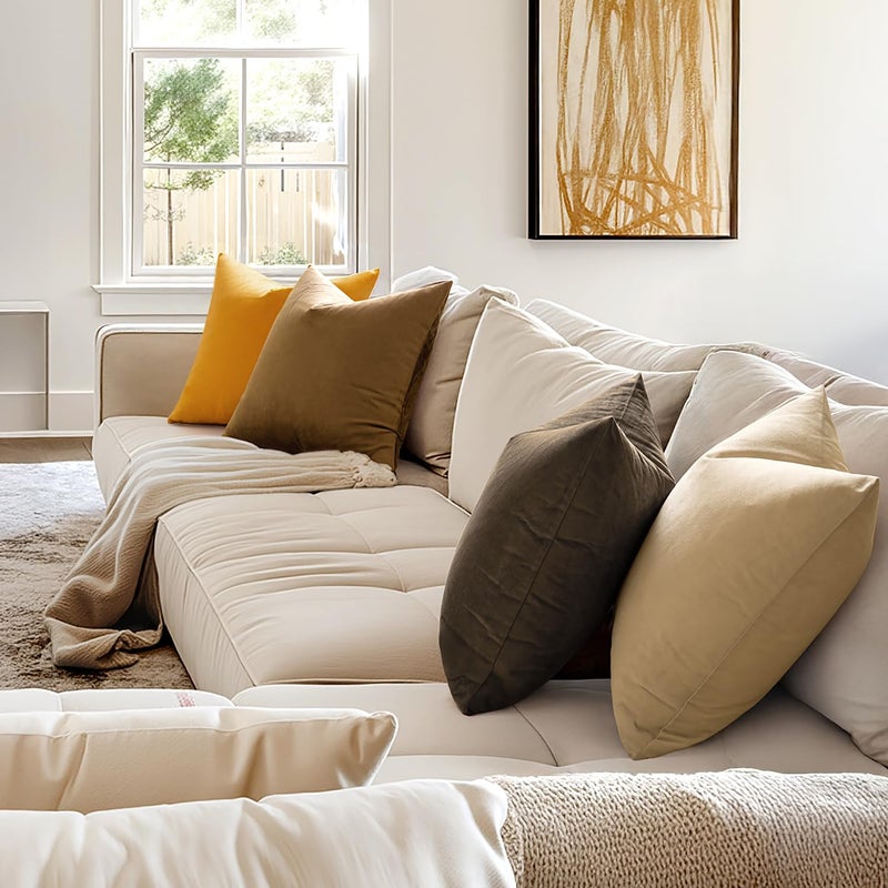 ميولي حزمة Miuleee من 2 مخملية ناعمة صلبة مزخرفة وسادة ترميت أغطية وسادة مجموعة وسادة مجموعة لأريكة غرفة نوم 18 × 18 بوصة 45 × 45 سم - Image 3