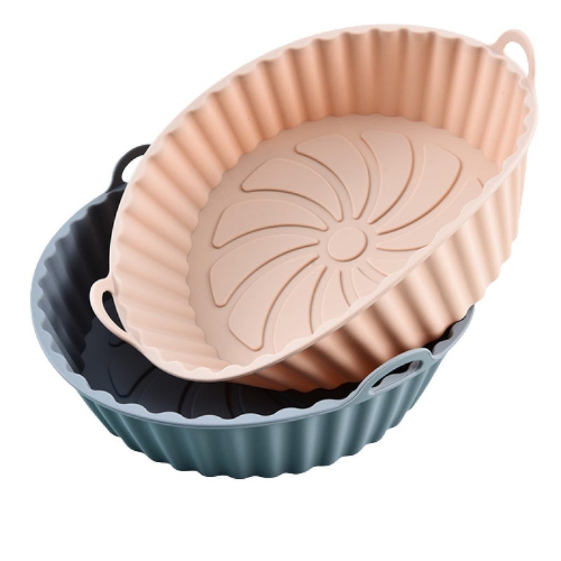 KASQUE Air Fryer Silicone Pot 8 inch Reusable Air Fryer Silicone Basket Food Safe for 3 to 5 Qt Oven Accessories Heat Resistant Replacement for Air Fryer Paper Liners Pack of 2 Random - Image 1