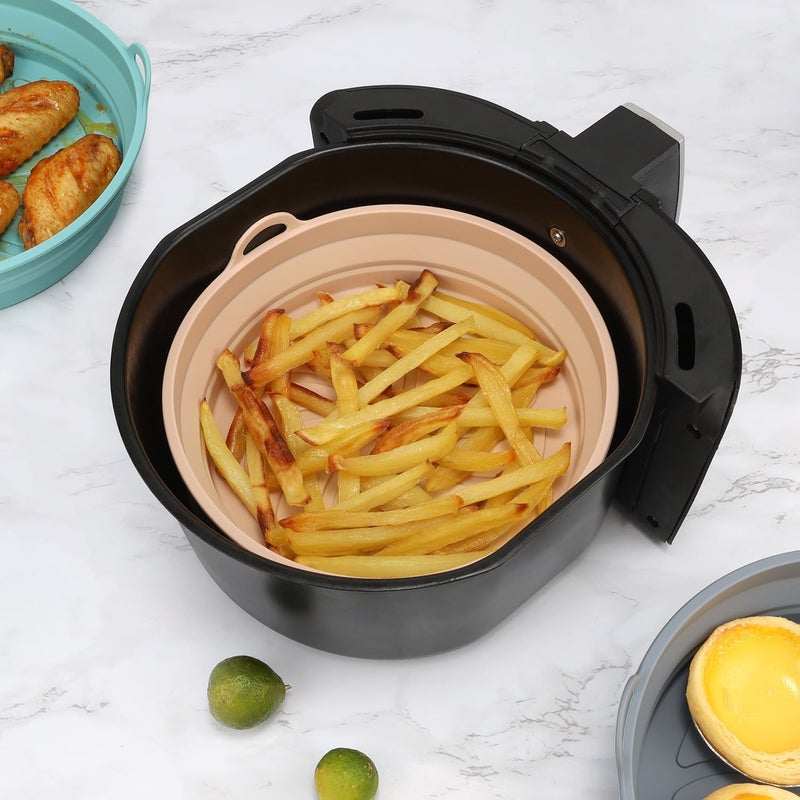 KASQUE Air Fryer Silicone Pot 8 inch Reusable Air Fryer Silicone Basket Food Safe for 3 to 5 Qt Oven Accessories Heat Resistant Replacement for Air Fryer Paper Liners Pack of 2 Random - Image 4