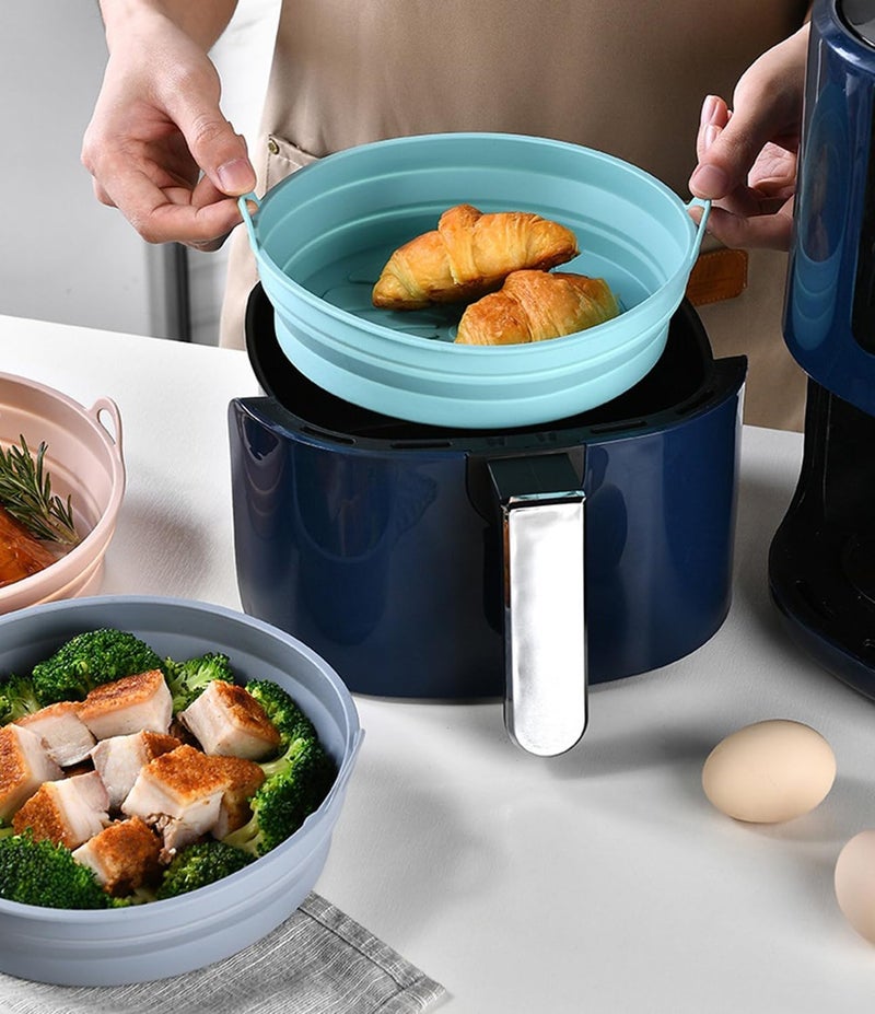 KASQUE Air Fryer Silicone Pot 8 inch Reusable Air Fryer Silicone Basket Food Safe for 3 to 5 Qt Oven Accessories Heat Resistant Replacement for Air Fryer Paper Liners Pack of 2 Random - Image 3