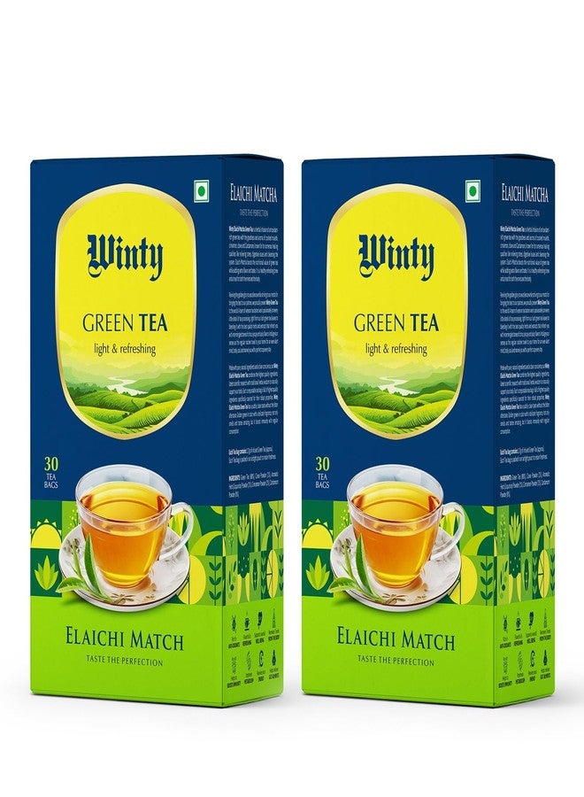 WINTY شاي ماتشا الأخضر وينتي إيلايتشي، مضاد أكسدة عشبي مع الهيل والقرنفل والقرفة، يدعم المناعة والهضم والتمثيل الغذائي وصحة الأمعاء وإدارة الوزن، مشروب منعش وخالٍ من السكر، عبوة من قطعتين (كل عبوة تحتوي على 30 كيسًا) - Image 1