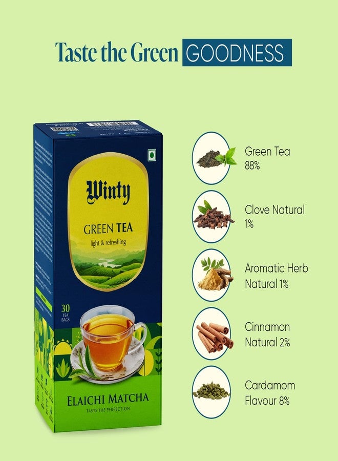 WINTY شاي ماتشا الأخضر وينتي إيلايتشي، مضاد أكسدة عشبي مع الهيل والقرنفل والقرفة، يدعم المناعة والهضم والتمثيل الغذائي وصحة الأمعاء وإدارة الوزن، مشروب منعش وخالٍ من السكر، عبوة من قطعتين (كل عبوة تحتوي على 30 كيسًا) - Image 4