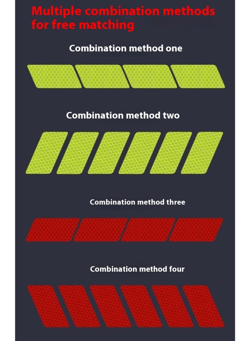 40pcs Super Reflective Stickers – Waterproof Safety Tape for Car, Bike, Helmet, Mailbox – White, Yellow-Green, Red, Blue - Image 3