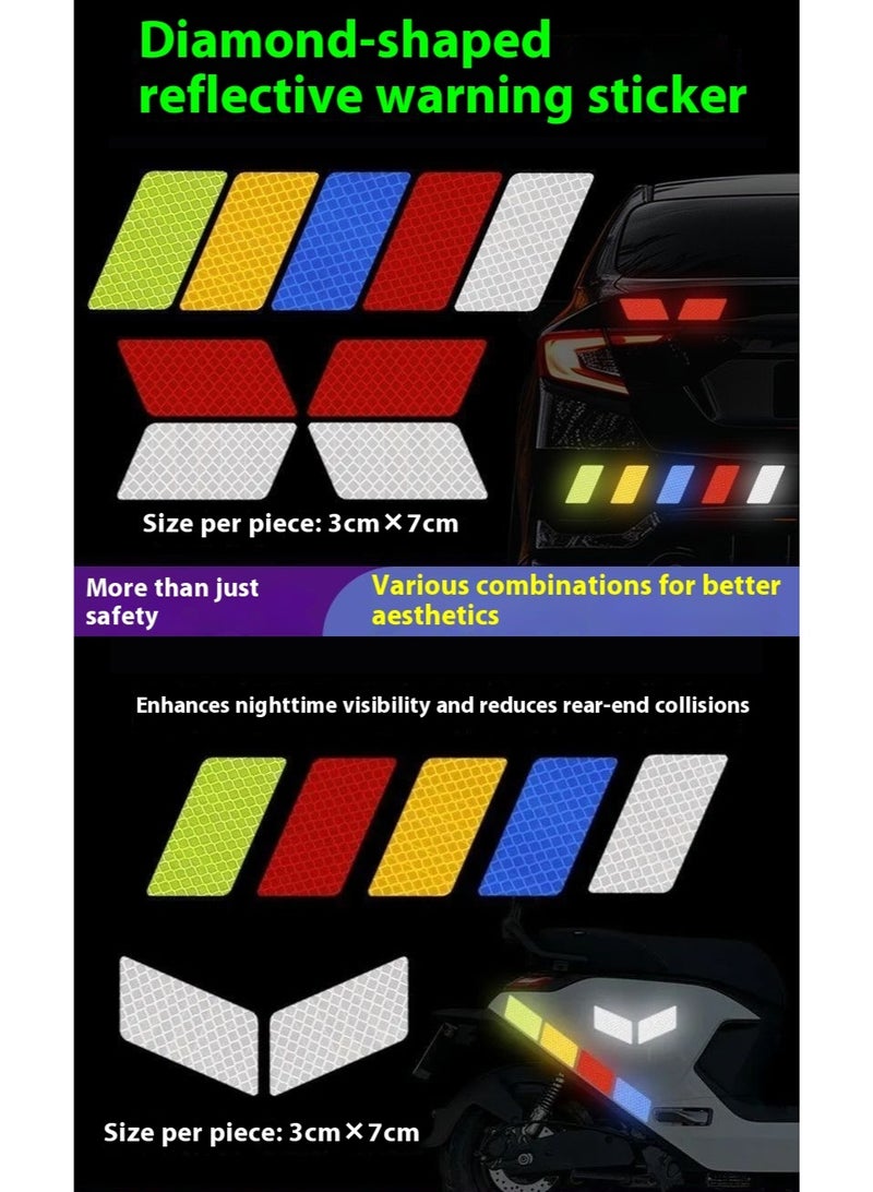 40pcs Super Reflective Stickers – Waterproof Safety Tape for Car, Bike, Helmet, Mailbox – White, Yellow-Green, Red, Blue - Image 1