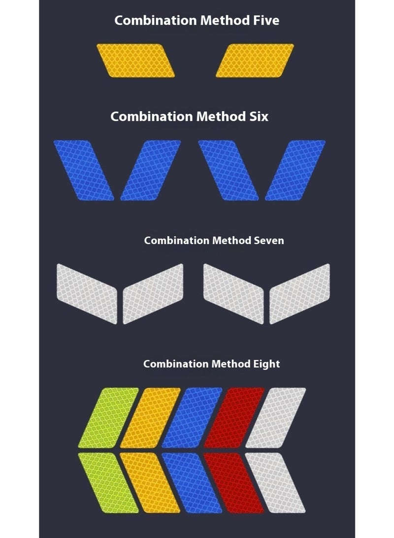 40pcs Super Reflective Stickers – Waterproof Safety Tape for Car, Bike, Helmet, Mailbox – White, Yellow-Green, Red, Blue - Image 4