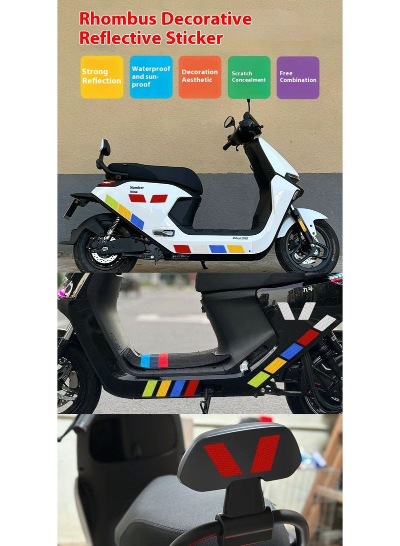 40pcs Super Reflective Stickers – Waterproof Safety Tape for Car, Bike, Helmet, Mailbox – White, Yellow-Green, Red, Blue - Image 2