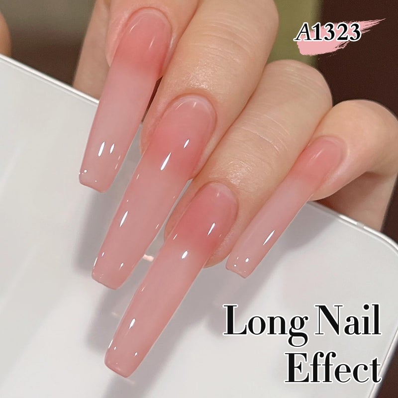 Double Rhythm Translucent Gel Polish Sheer Neutral Natural Light Milky Same Color Same Bottle 15ML Jelly Nail Polish Nail Art DIY at Home (Pink Clear-A1323) - Image 3