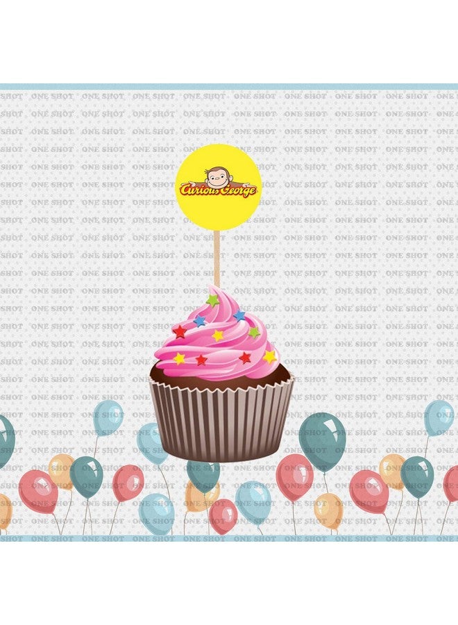 ONE SHOT Curious George Cupcake Toppers Set Of 12 - Image 3