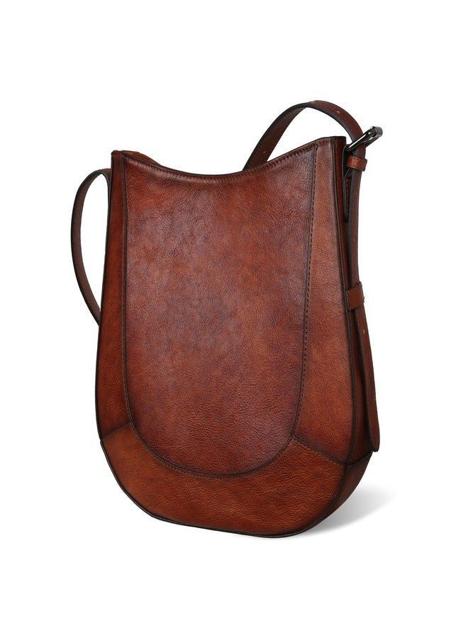Iswee Genuine Leather Purses for Women Hobo Purse Vintage Crossbody Bag Brown Shoulder Handbags Satchel Large Tote Bag Pocketbooks (Dark Brown) - Image 1