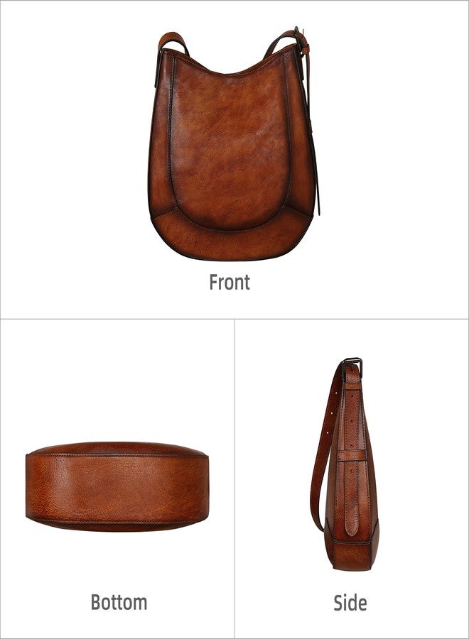 Iswee Genuine Leather Purses for Women Hobo Purse Vintage Crossbody Bag Brown Shoulder Handbags Satchel Large Tote Bag Pocketbooks (Dark Brown) - Image 5