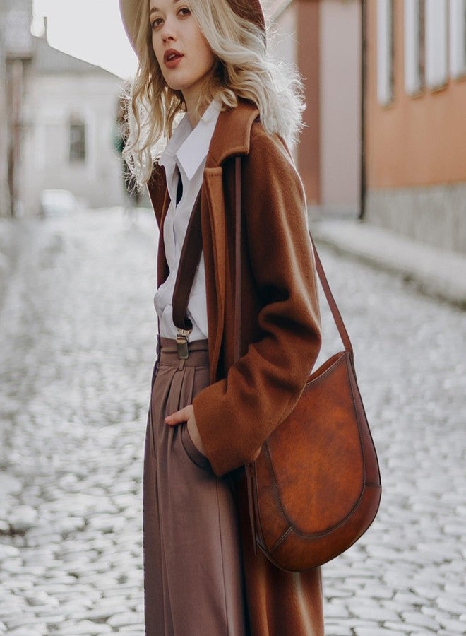 Iswee Genuine Leather Purses for Women Hobo Purse Vintage Crossbody Bag Brown Shoulder Handbags Satchel Large Tote Bag Pocketbooks (Dark Brown) - Image 3