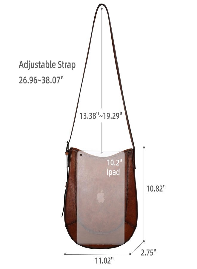 Iswee Genuine Leather Purses for Women Hobo Purse Vintage Crossbody Bag Brown Shoulder Handbags Satchel Large Tote Bag Pocketbooks (Dark Brown) - Image 4