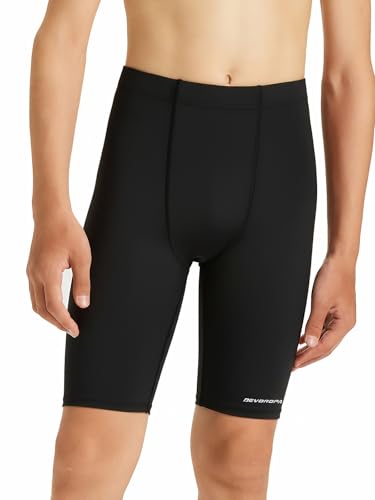 DEVOROPA Boys' Swim Jammers Youth Competitive Swim Team Suit Quick Dry Athletic Swimming Shorts UPF 50+ Black XL - Image 2