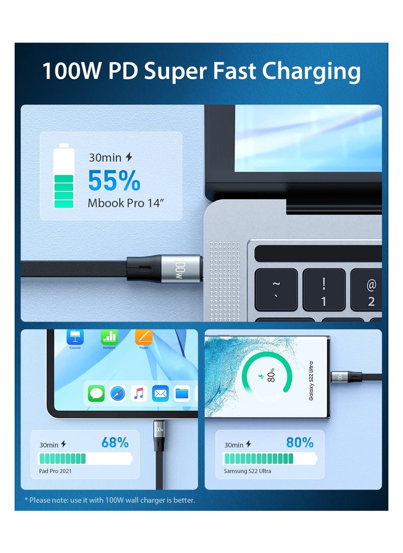 CAFELE Type C Cable 100W PD Super Fast Charging Cable, 3 in 1 Retractable Charging Cable Multi Charging Cable with Type C/Micro USB for Laptop/Cell Phone/Tablets/Phone 13 12/Galaxy(1.2m)  - Image 3