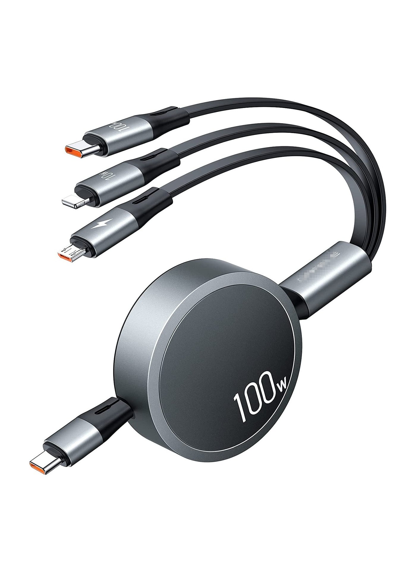 Type C Cable 100W PD Super Fast Charging Cable, 3 in 1 Retractable Charging Cable Multi Charging Cable with Type C/Micro USB for Laptop/Cell Phone/Tablets/Phone 13 12/Galaxy(1.2m)