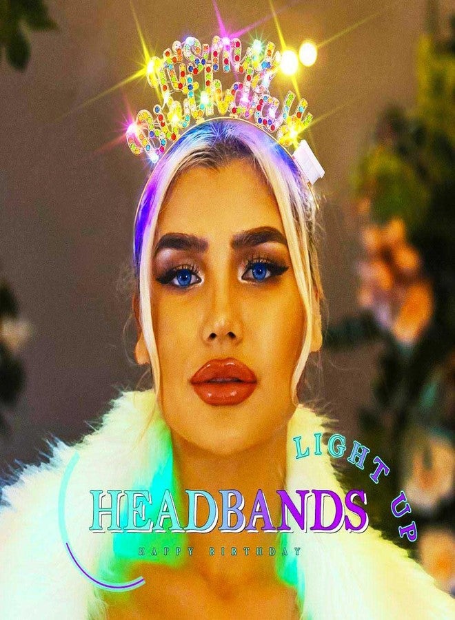 Zoestar Light Up Happy Birthday Headband Led Rhinestone Birthday Party Hair Accessories Women(Colorful, One Size) - Image 5