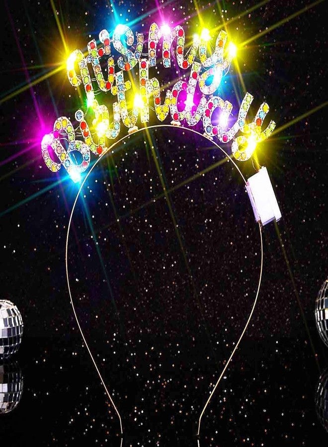 Zoestar Light Up Happy Birthday Headband Led Rhinestone Birthday Party Hair Accessories Women(Colorful, One Size) - Image 2