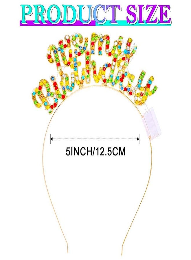 Zoestar Light Up Happy Birthday Headband Led Rhinestone Birthday Party Hair Accessories Women(Colorful, One Size) - Image 4