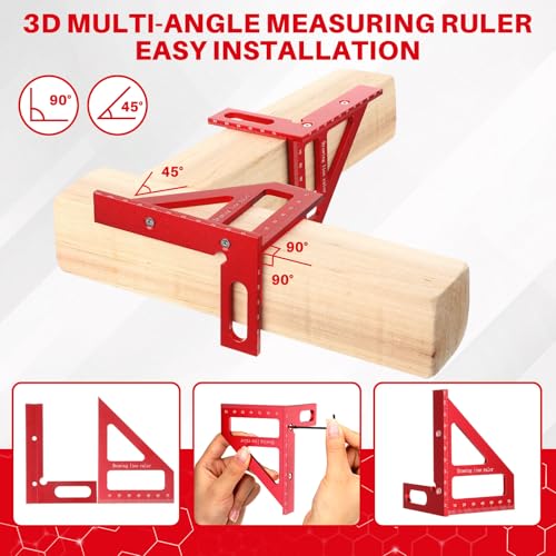 Relaxweex 32 Pack Woodworking Ruler Precision Metal Slide Rule 3D Multi-Angle Measuring Ruler Miter Triangle Rule and Mechanical Carpenter Pencils with Sharpener for Carpenters Craftsmen Builders - Image 4