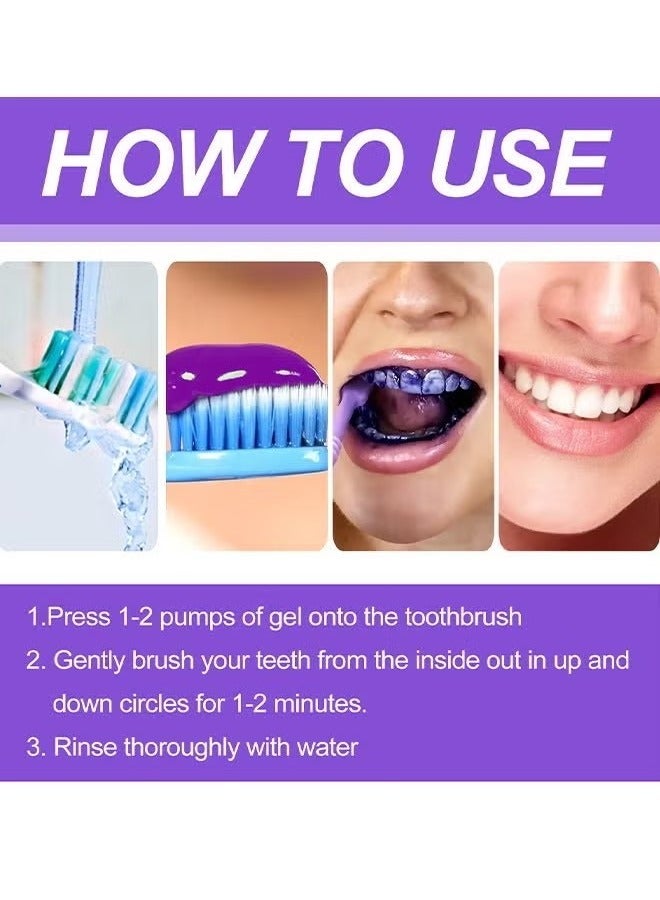 OUHOE Teeth Color Corrector Serum, Purple Teeth Brightening Toothpaste, Remove Stains, Teeth Brightening Purple Toothpaste, Remove Coffee, Stains, Yellow Teeth (30ML) - Image 5