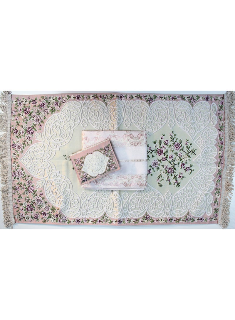 SUNDUS Prayer set Prayer set: a dress, a rug, and a cover for the Qur’an - Image 1