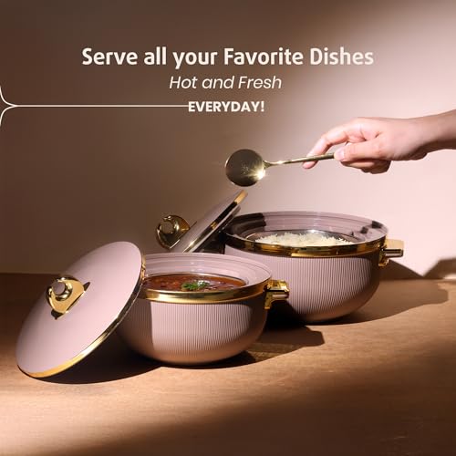 SELVEL Royal Linex Casserole Collection | Insulated Hot Cases | Stainless Steel Inner | BPA-Free | Brown & Lime Green | (Royal Linex Casserole – Brown, Set of 2 (600ml + 1200ml)) - Image 3