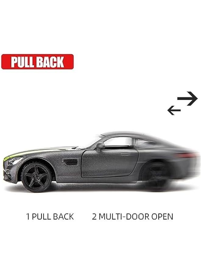 1/36 Scale Benz AMG GTR Car Model, Zinc Alloy Die-Cast Pull Back Vehicles Kid Toys for Boy Girl Gift (Gray)