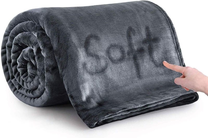 MOONLIGHT20015 Fleece Blanket Twin Size  Super Soft Cool Fuzzy Dark Grey Throw Blanket for Couch and Sofa  Lightweight Luxury 400 GSM Microfiber Fluffy Bed Blankets and Throws 60 x 80 Inches Twin
