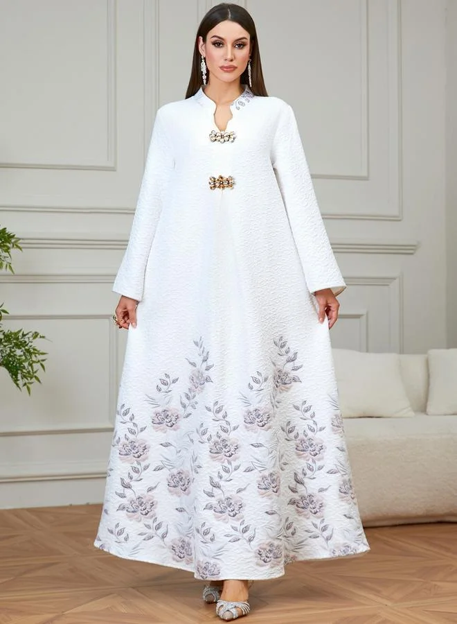 Take Two Multi Jacquard Floral Print A-Line Jalabiya