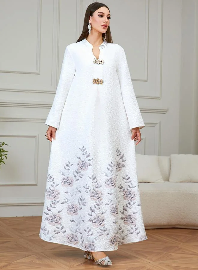 Take Two Multi Jacquard Floral Print A-Line Jalabiya