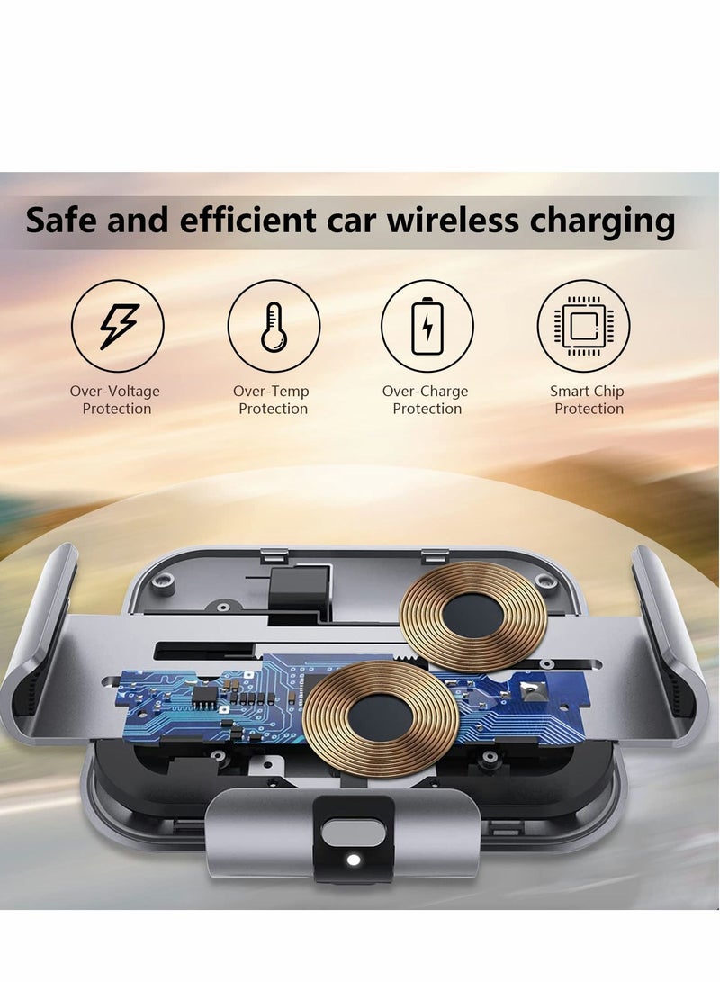 Excefore حامل شاحن سيارة لاسلكي مزدوج الملفات لهاتف Galaxy Z Fold 4/3، حامل سيارة/إكسسوارات، حامل هاتف سريع الشحن 4/3/2/S22 Ultra، iPhone 13 Pro Max، Google Pixel 6  - Image 3