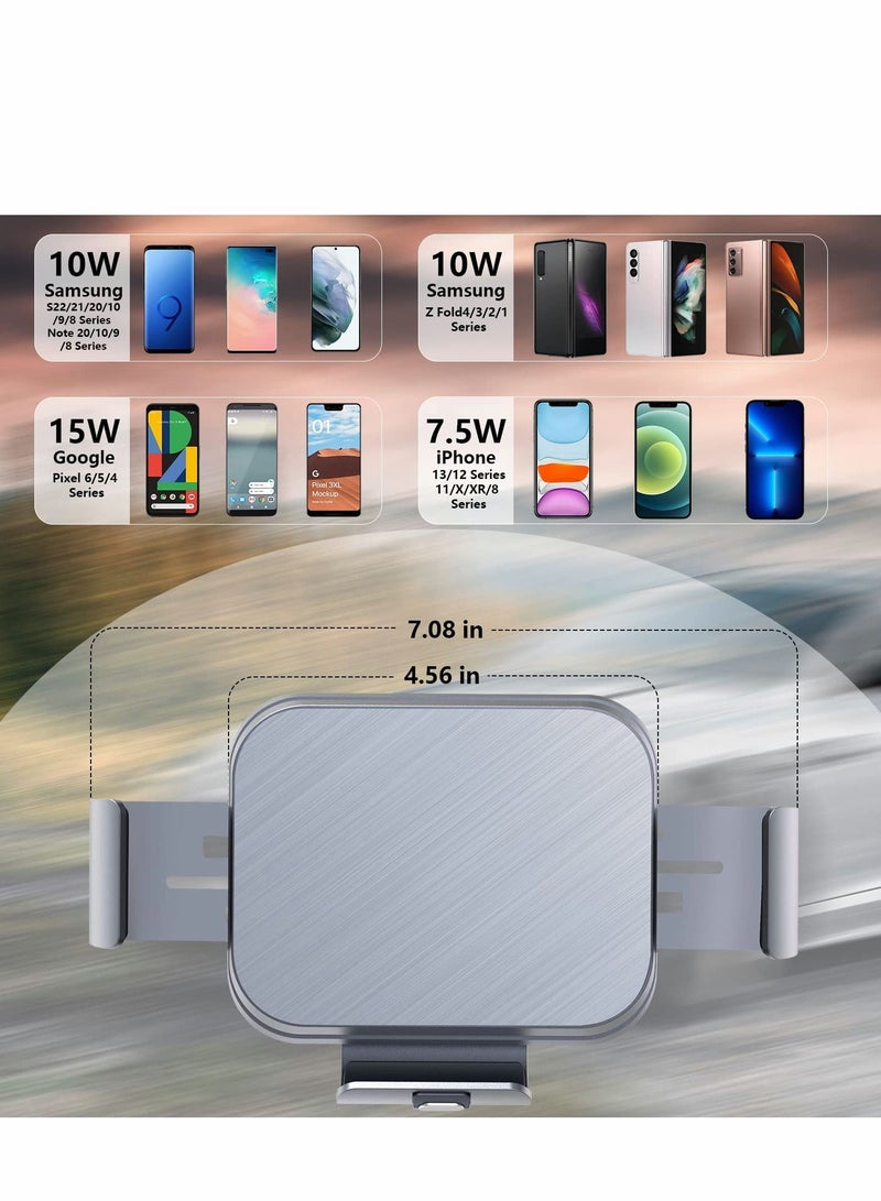 Excefore حامل شاحن سيارة لاسلكي مزدوج الملفات لهاتف Galaxy Z Fold 4/3، حامل سيارة/إكسسوارات، حامل هاتف سريع الشحن 4/3/2/S22 Ultra، iPhone 13 Pro Max، Google Pixel 6  - Image 4