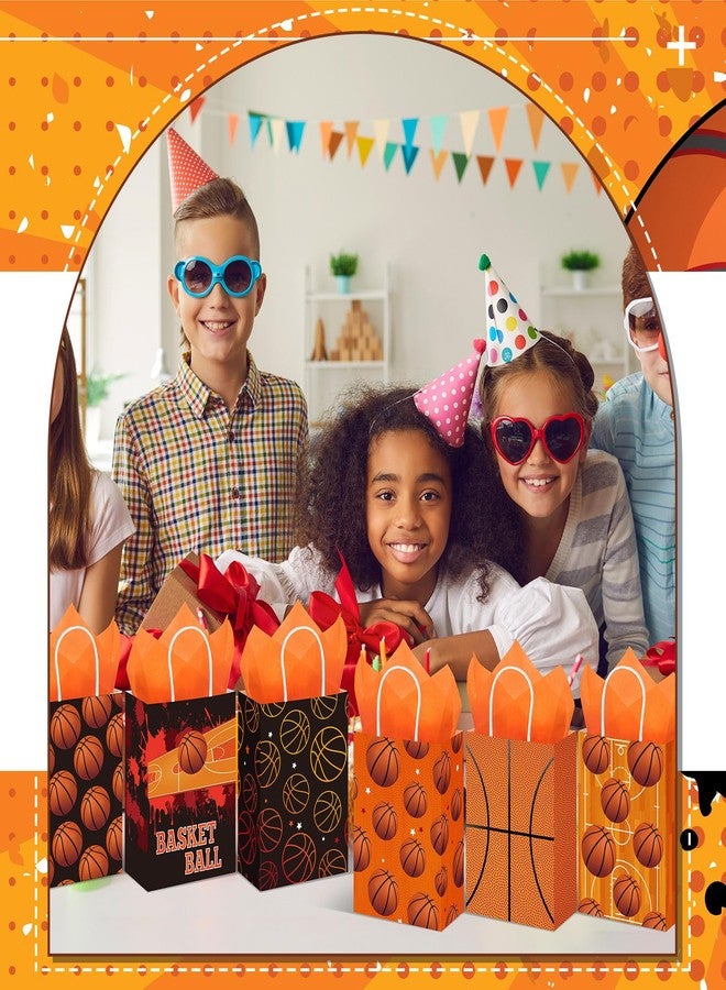 Aoriher 24 Pcs Basketball Party Favors Bags with Tissue Paper, Basketball Candy Treats Bags, Sports Ball Goodie Gift Wraps for Birthday Party Supplies Kids Boys Girls - Image 4