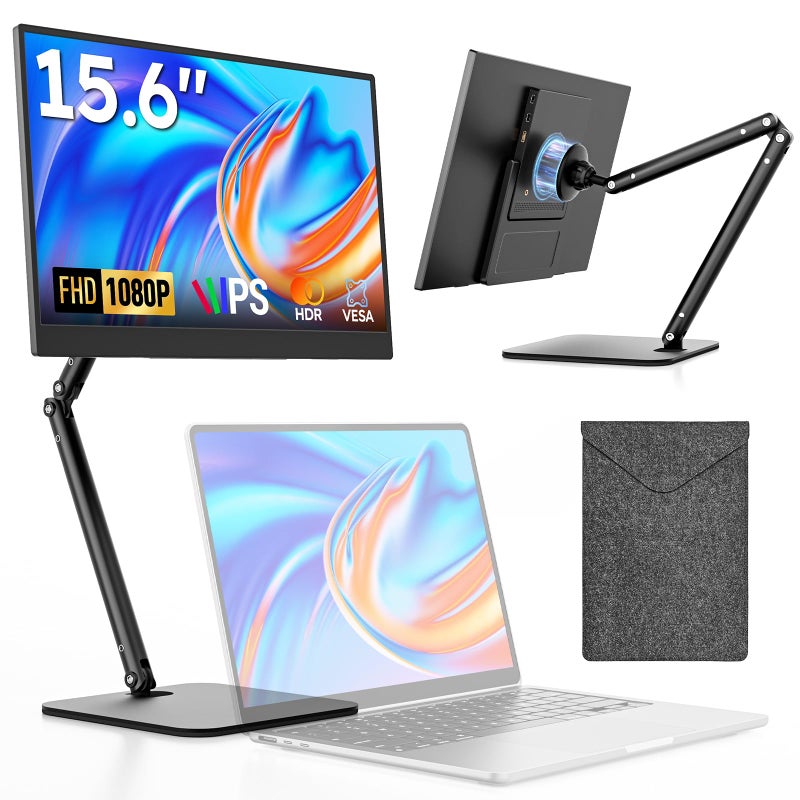 Dopesplay Portable Monitor, 15.6" FHD 1080P IPS Travel Monitor for Laptop, Foldable Stand & Carry Case Included, USB-C Screen Extender for Laptop Mac PC Phone Xbox PS4/5 Switch - Image 1