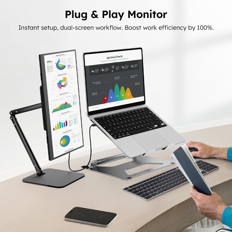 Dopesplay Portable Monitor, 15.6" FHD 1080P IPS Travel Monitor for Laptop, Foldable Stand & Carry Case Included, USB-C Screen Extender for Laptop Mac PC Phone Xbox PS4/5 Switch - Image 4
