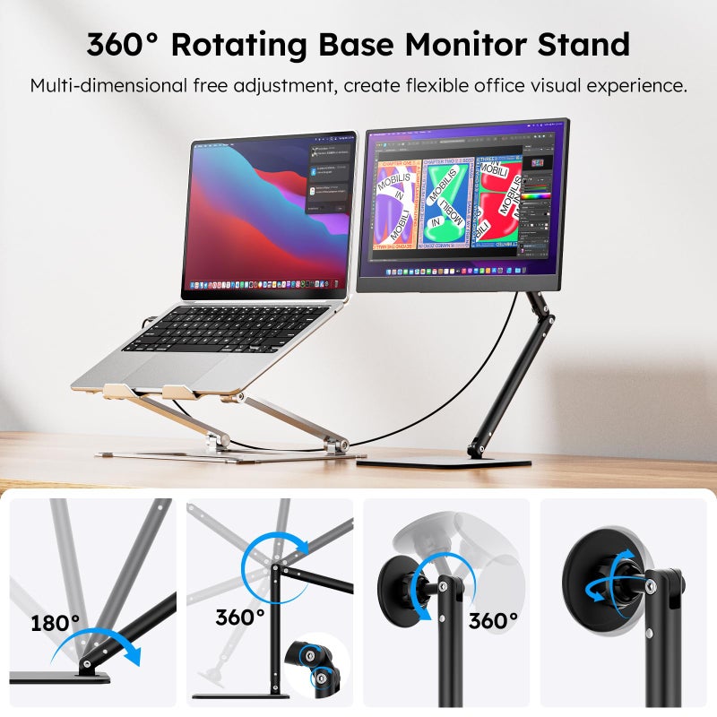 Dopesplay Portable Monitor, 15.6" FHD 1080P IPS Travel Monitor for Laptop, Foldable Stand & Carry Case Included, USB-C Screen Extender for Laptop Mac PC Phone Xbox PS4/5 Switch - Image 2
