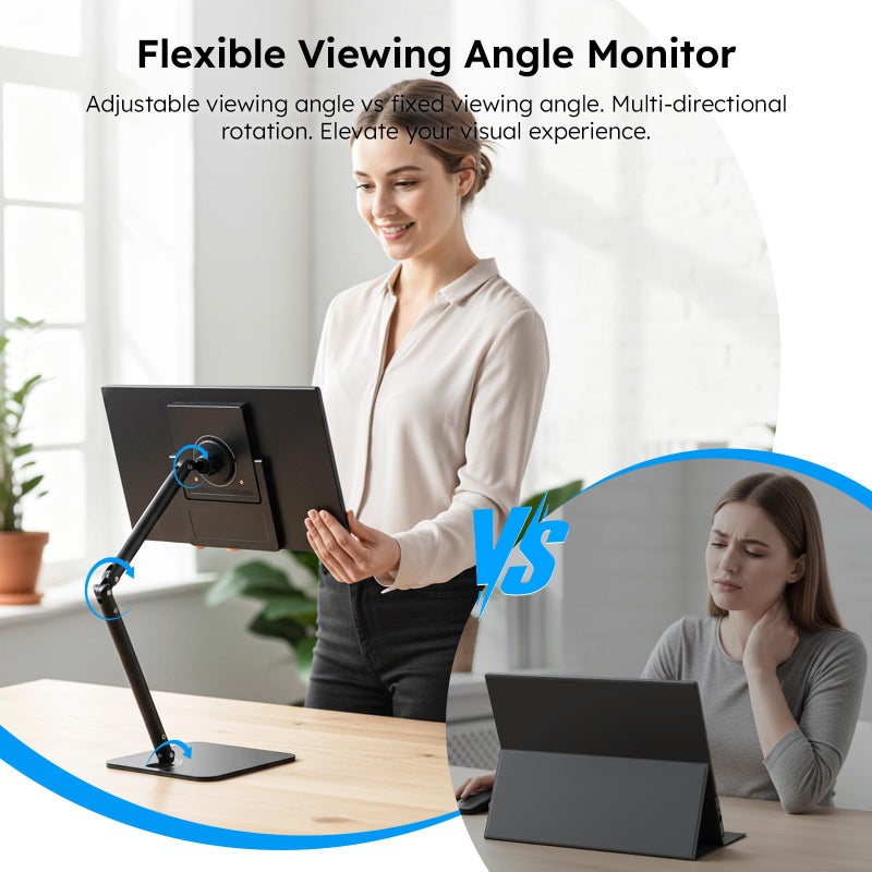 Dopesplay Portable Monitor, 15.6" FHD 1080P IPS Travel Monitor for Laptop, Foldable Stand & Carry Case Included, USB-C Screen Extender for Laptop Mac PC Phone Xbox PS4/5 Switch - Image 3