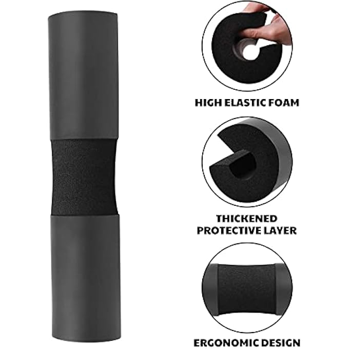 rayihni Gym Bar Foam Pad Barbell Squat Pad Neck And Shoulder Ergonomic Protective Pad Support Sponge Foam Bar Pad, Bar Padding Cushion Shoulder Protector For Hip Thrusts, Squats, Lunges (Black) - Image 3