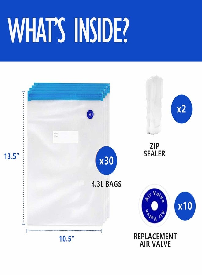 VICARKO 30 Vacuum Zipper Bags, Vacuum Sealer Bags, Food Storage, Reusable Bags, with Double Layers, BPA Free, 4.3L, 13.5 x 10.5" - Image 2