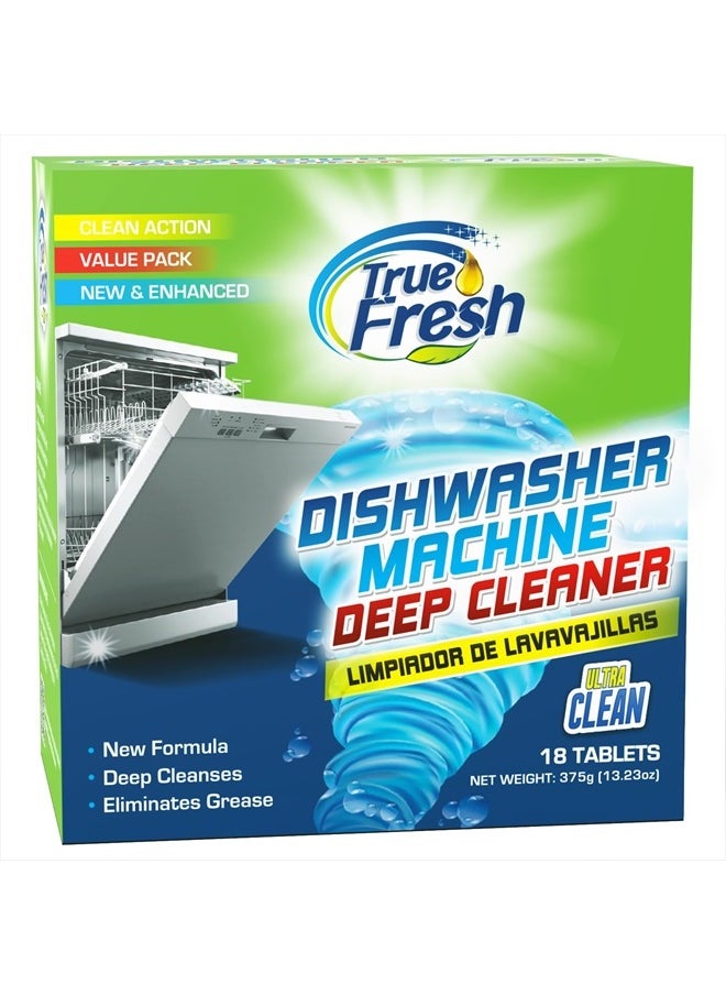 True Fresh - Dishwasher Cleaner and Deodorizer Tablets 18-Pack of 20g Deep Cleaning - Heavy Duty Degreaser Dish Washer Clean Pods Formulated to Smelly Machines - Image 1