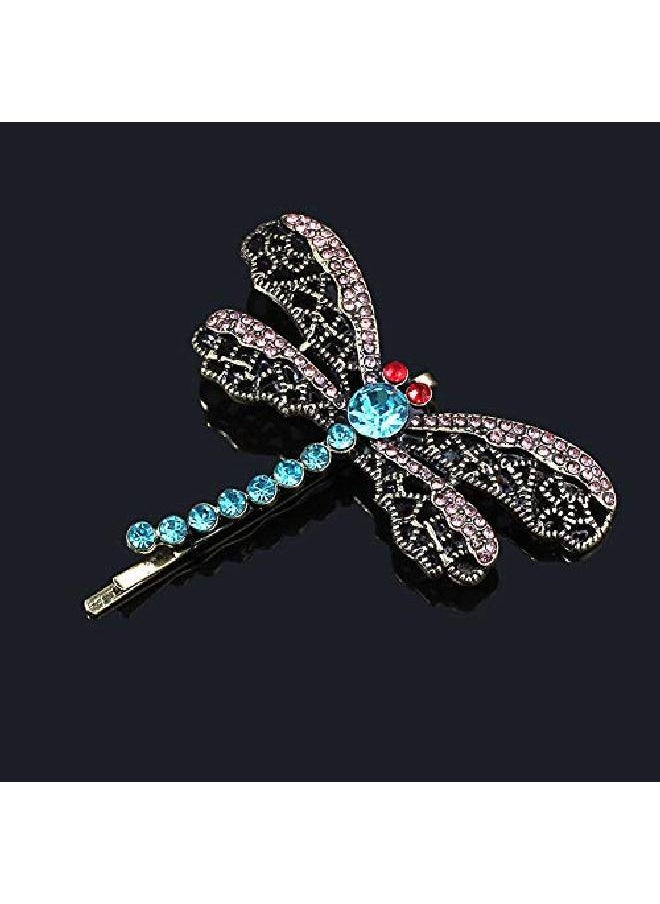 Suoirblss 2Pcs Vintage Rhinestone Hair Clips Hollow Dragonfly Graphics Hairpin Side Clip Alloy Barrettes Bobby Pin Hair Accessories Women Lady  - Image 4