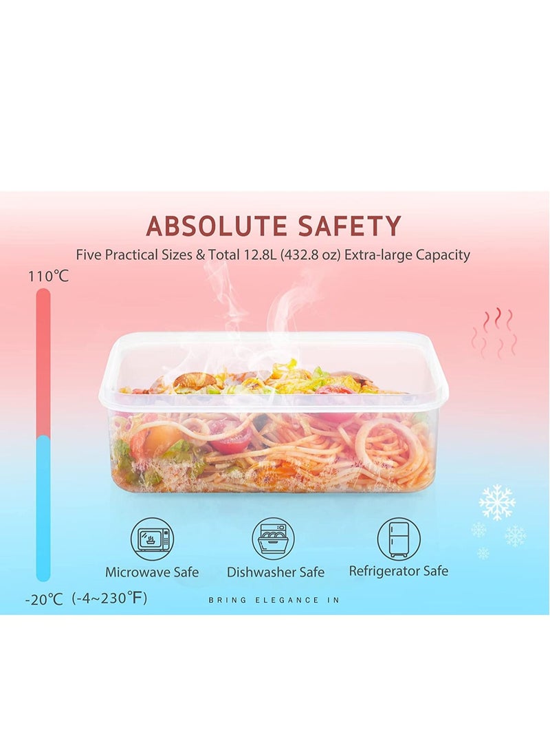 TYCOM TYCOM Meal Prep Container, Airtight Food Storage Container Set of 12 pcs ,Re-usable Plastic Food Containers, Stackable Kitchen Organizer Boxes, Tupperware, BPA Free & Microwave Freezer Dishwasher Safe  - Image 5