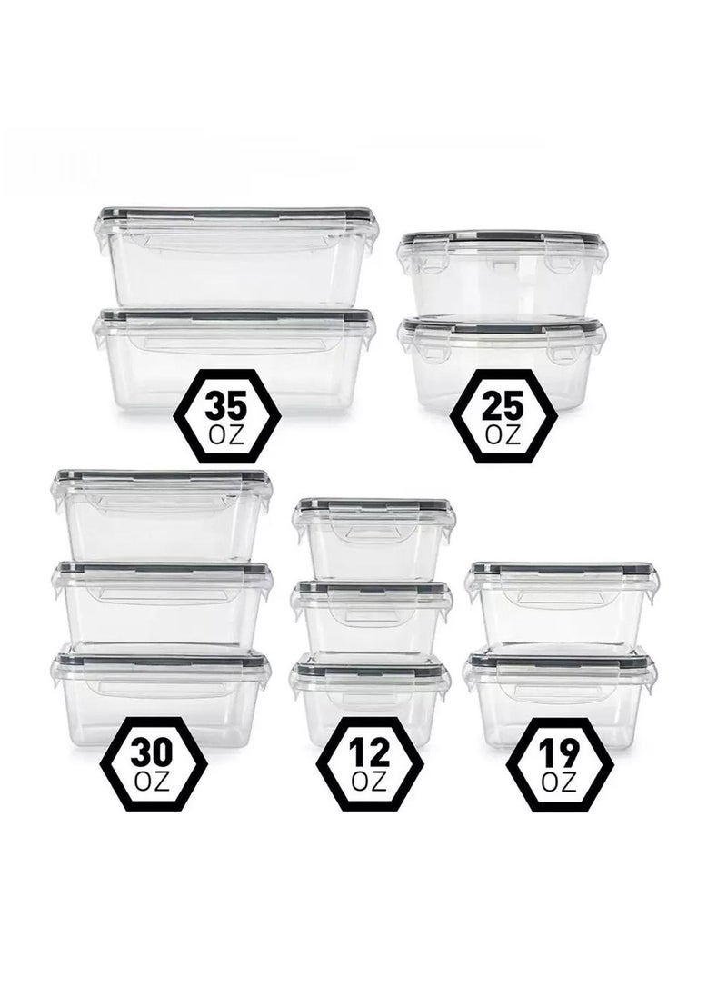 TYCOM TYCOM Meal Prep Container, Airtight Food Storage Container Set of 12 pcs ,Re-usable Plastic Food Containers, Stackable Kitchen Organizer Boxes, Tupperware, BPA Free & Microwave Freezer Dishwasher Safe  - Image 2