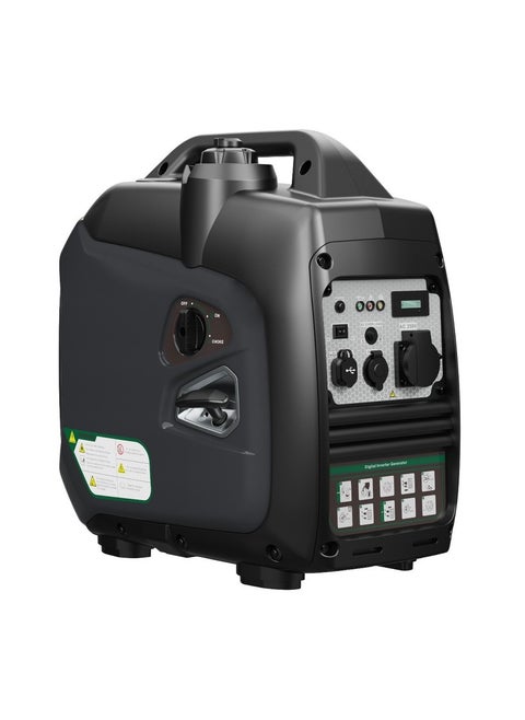 Gasoline Inverter Generator 2800W with 400 mL Oil Capacity / Power Generator 1100mAh Battery / 2800W Max Output Power / 4-Stroke Engine / Low Noise / Electric/Recoil Start / Fuel Indicator - Black