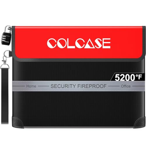 COLCASE Fireproof Document Bag with Lock 5200℉ Heat Insulated Waterproof and Fireproof Bag with Zipper Fireproof Bag Storage for Money, Documents,Passport and Valuables 15 x 11 inches - Image 1