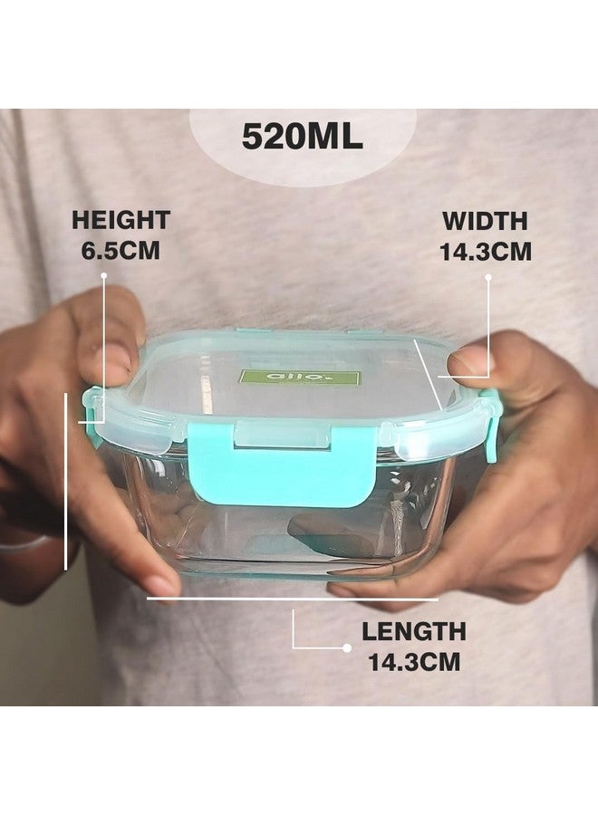 Allo FoodSafe Glass Containers with Lids with Break Free Lock, Oven Microwave Safe Containers, High Borosilicate Meal Prep Glass Food Storage Containers for Kitchen, 520ml, Square - Image 5