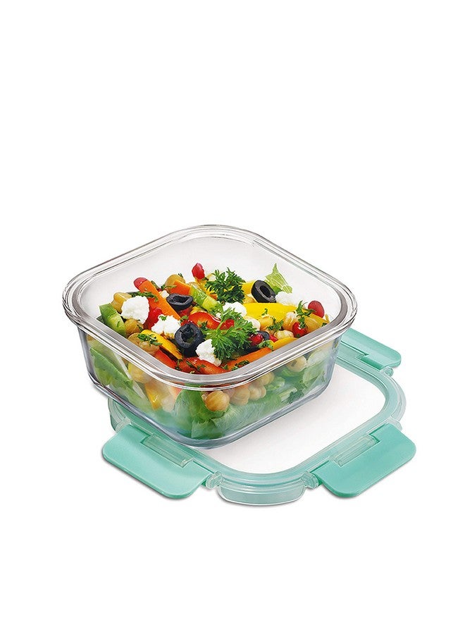 Allo FoodSafe Glass Containers with Lids with Break Free Lock, Oven Microwave Safe Containers, High Borosilicate Meal Prep Glass Food Storage Containers for Kitchen, 520ml, Square - Image 1